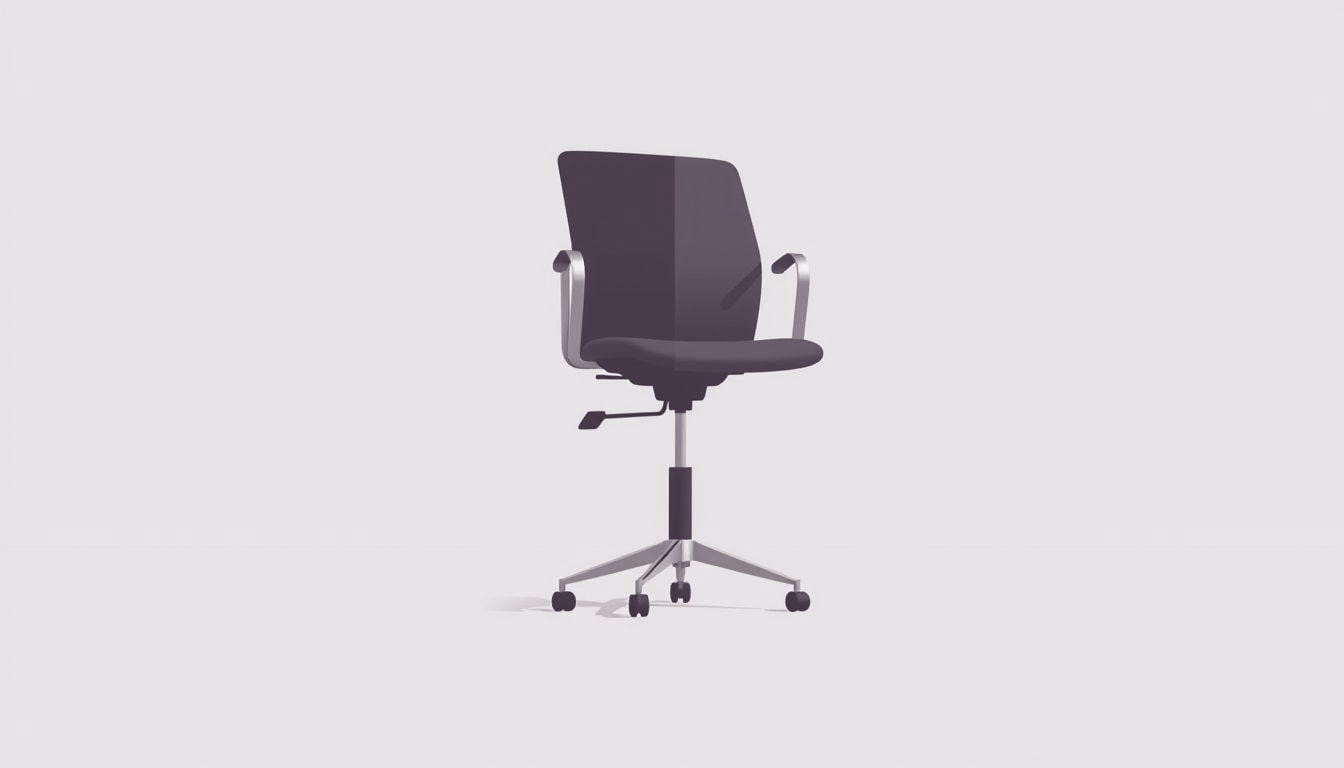 A single office chair, one leg bent and frayed while the opposite leg is sleek and upright, showing opposing states of fatigue and drive